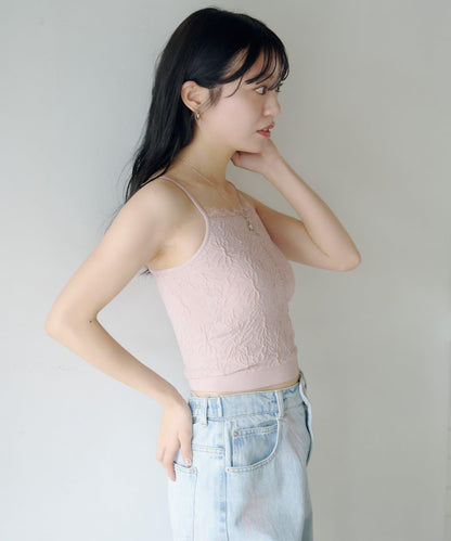 帶胸墊 花卉提花 吊帶背心