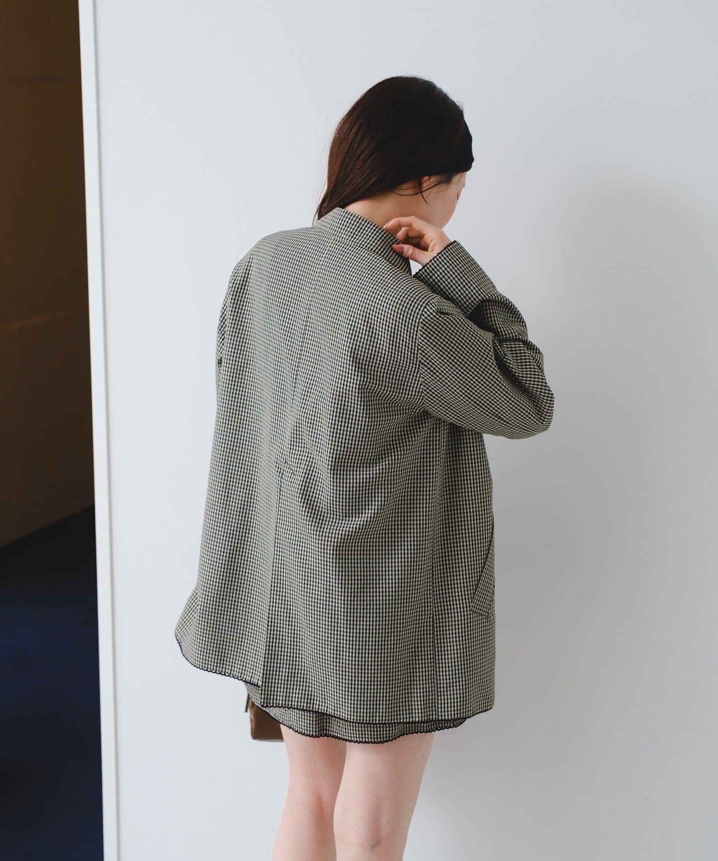 珠點蕾絲格紋夾克