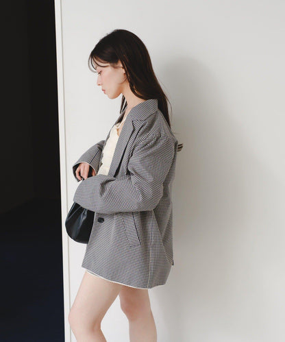 珠點蕾絲格紋夾克