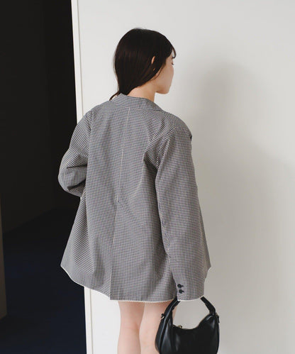 珠點蕾絲格紋夾克