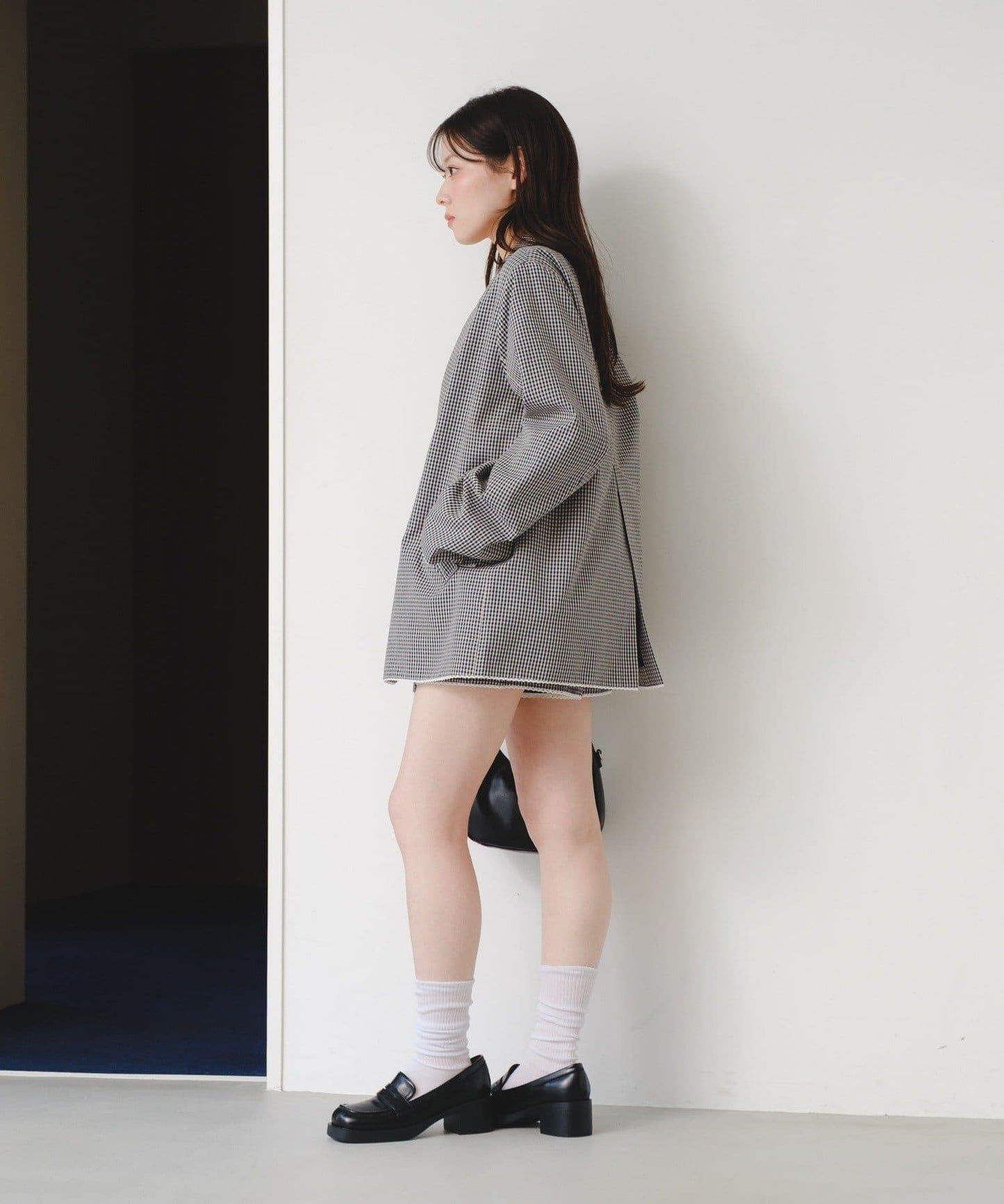 珠點蕾絲格紋夾克