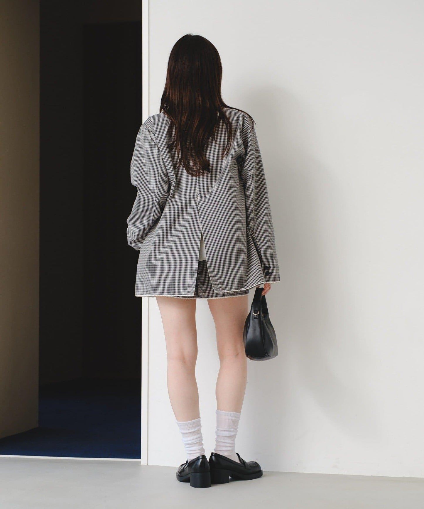 珠點蕾絲格紋夾克