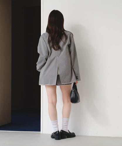 珠點蕾絲格紋夾克