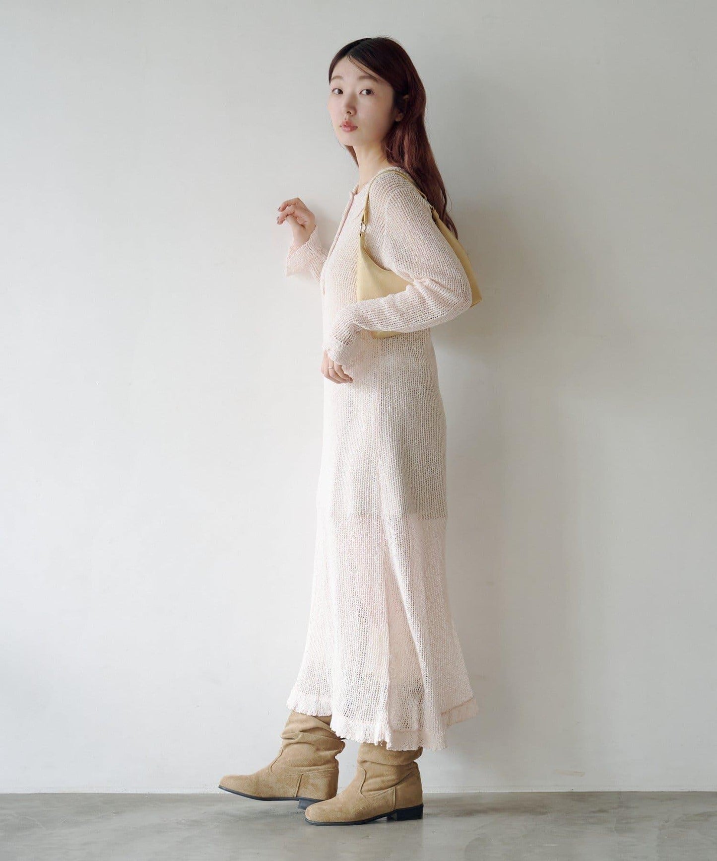 翻領網眼連衣裙