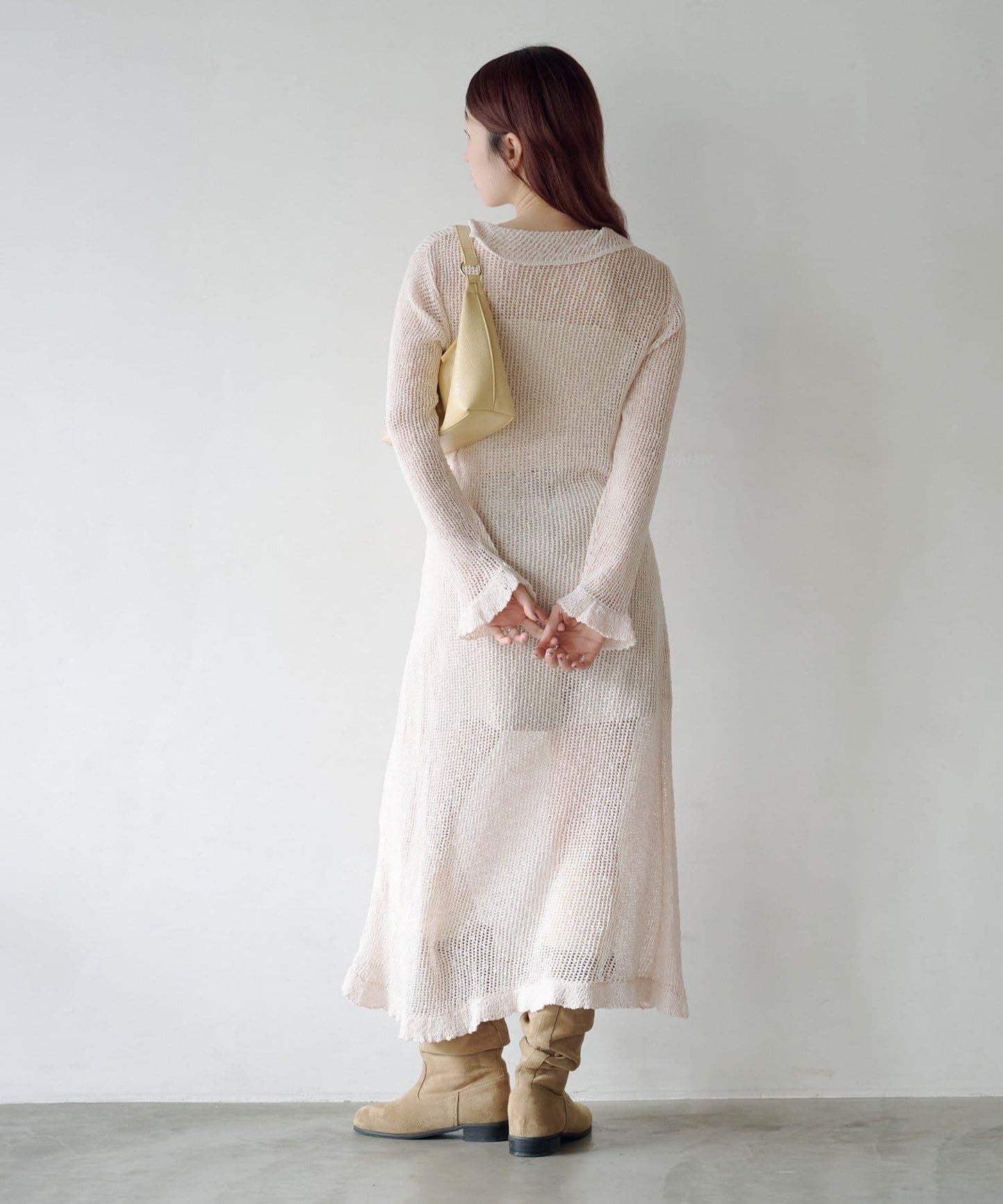 翻領網眼連衣裙