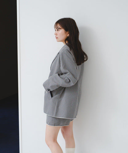 珠點蕾絲格紋夾克