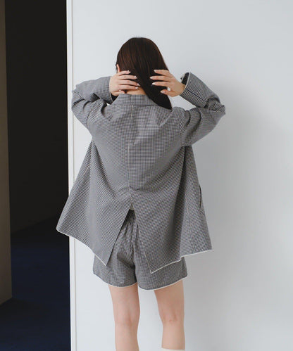 珠點蕾絲格紋夾克