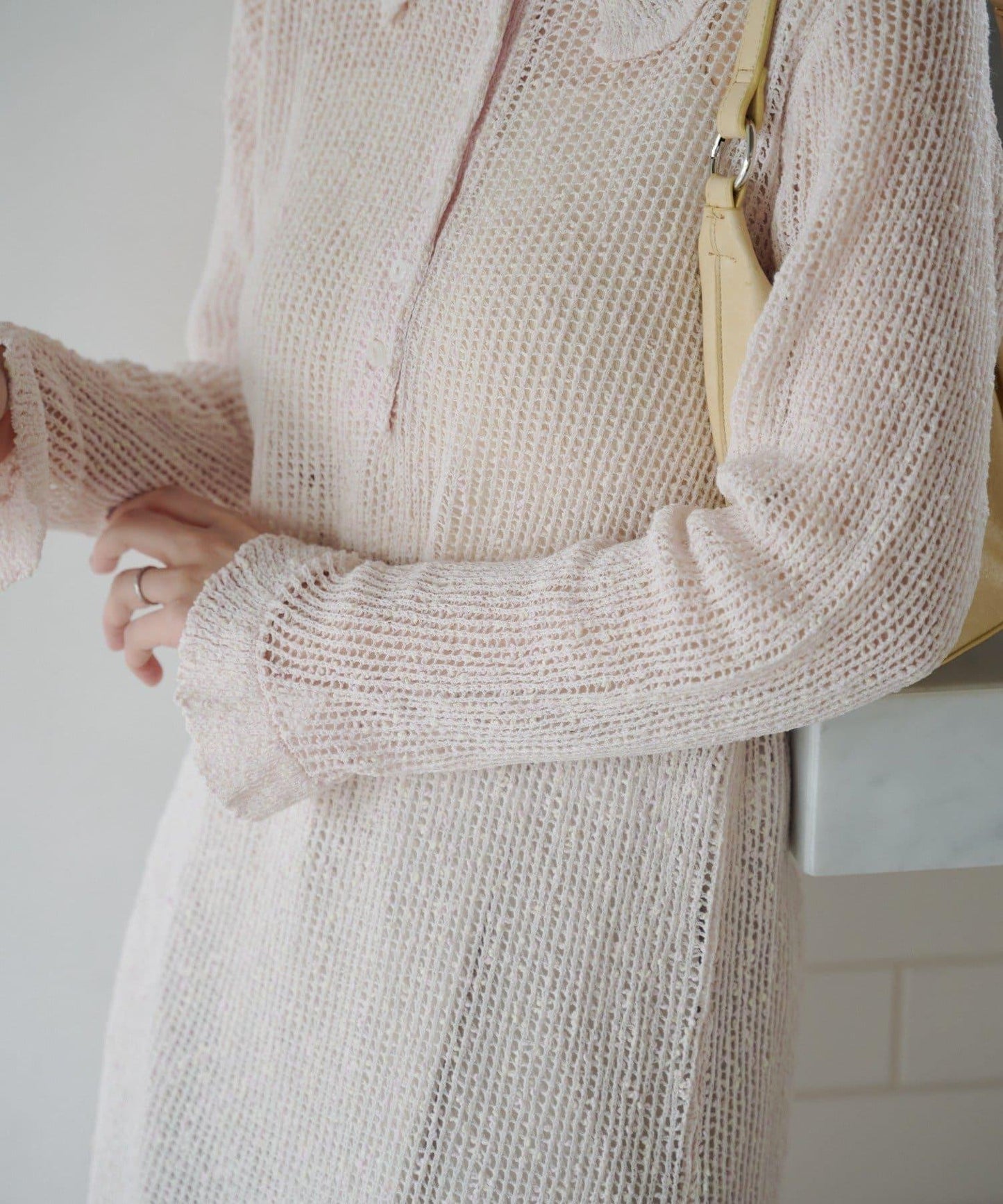 翻領網眼連衣裙