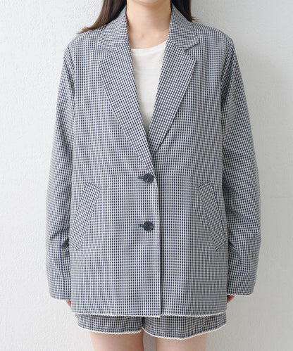 珠點蕾絲格紋夾克