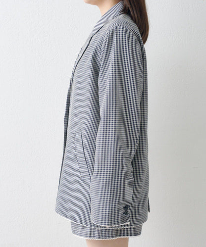 珠點蕾絲格紋夾克