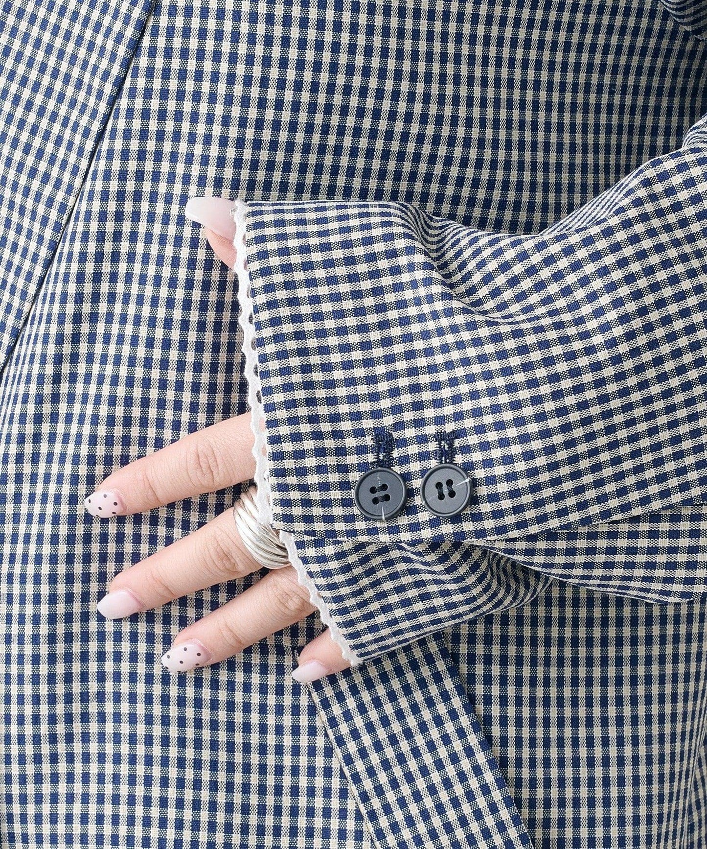 珠點蕾絲格紋夾克