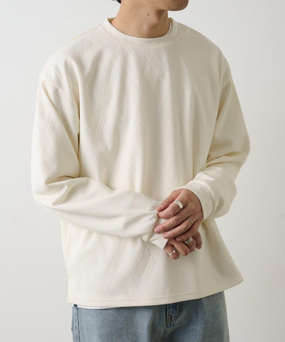 十字紋提花 長袖T恤