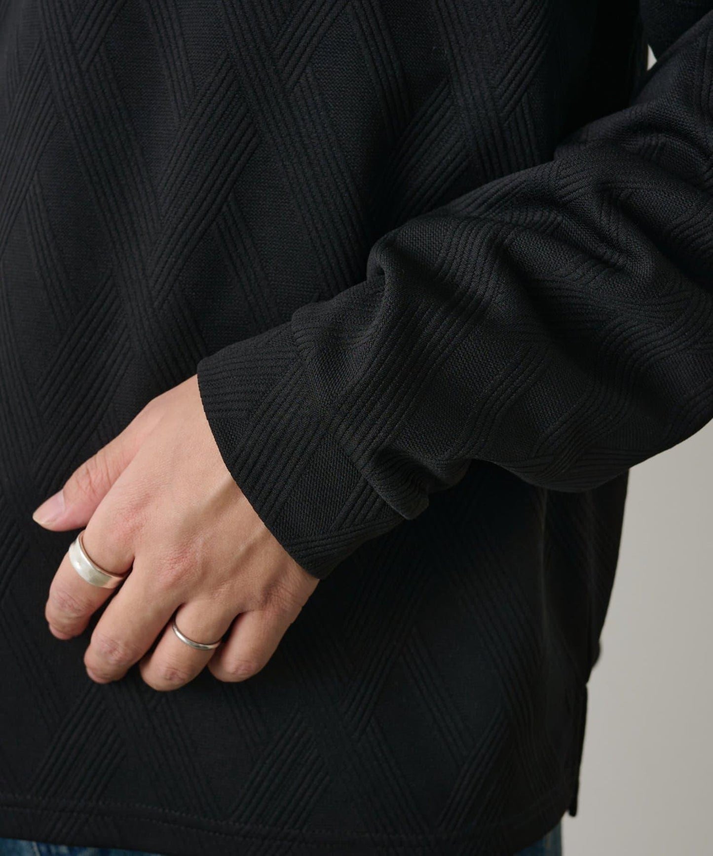 十字紋提花 長袖T恤