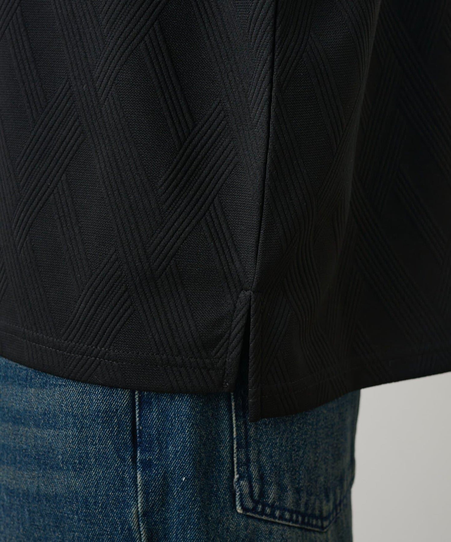 十字紋提花 長袖T恤