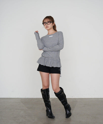 帶扣帶裝飾長筒靴