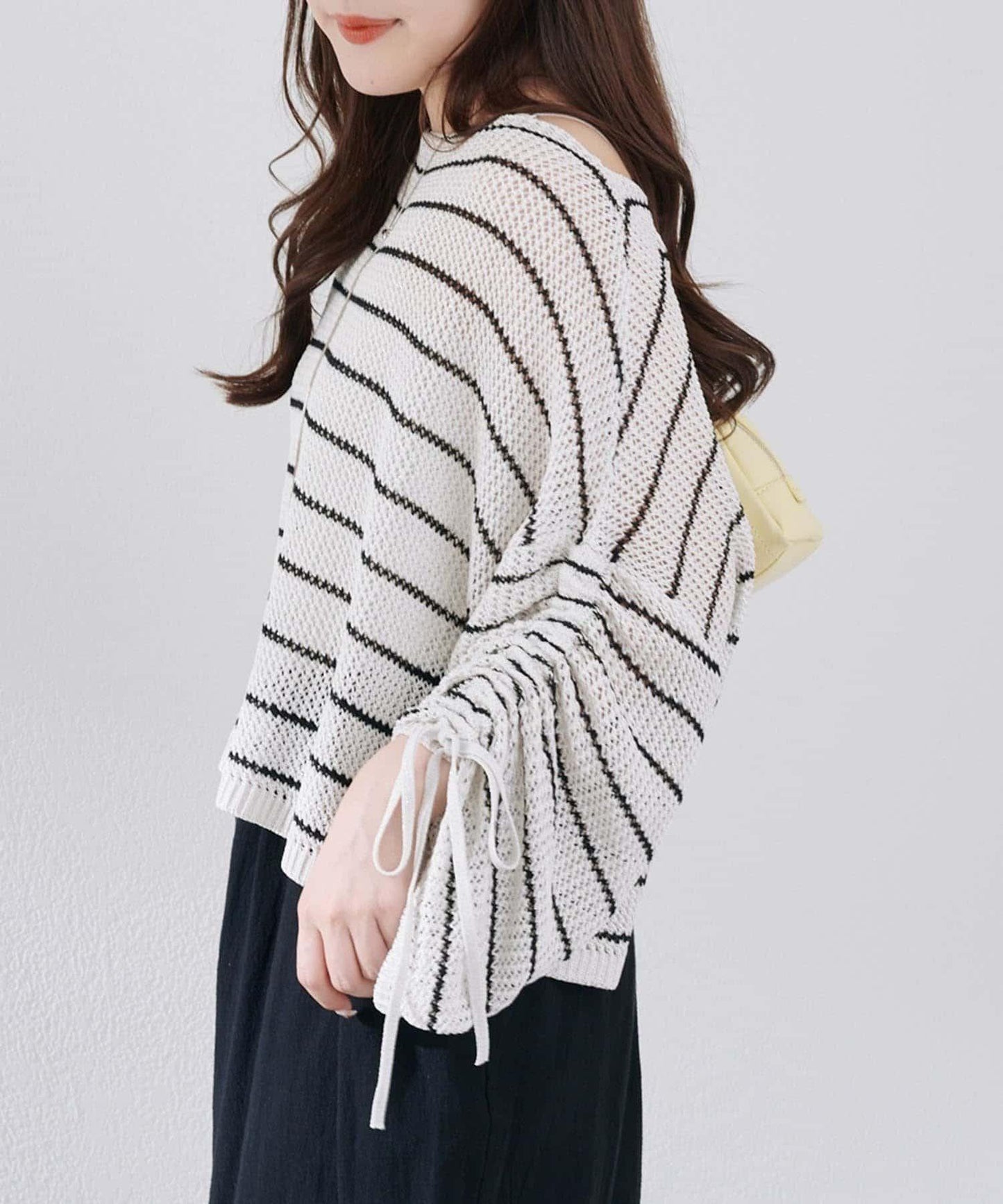 網眼抽繩設計套頭上衣