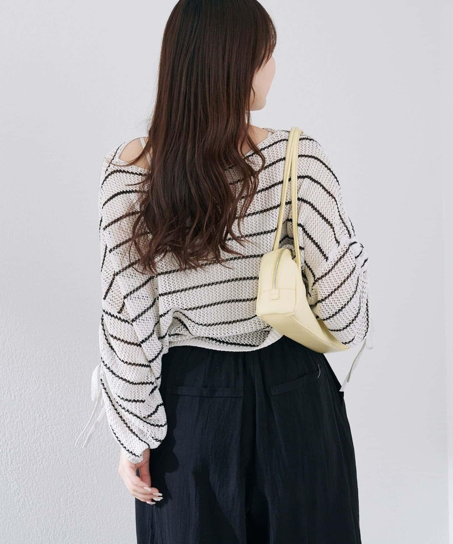 網眼抽繩設計套頭上衣