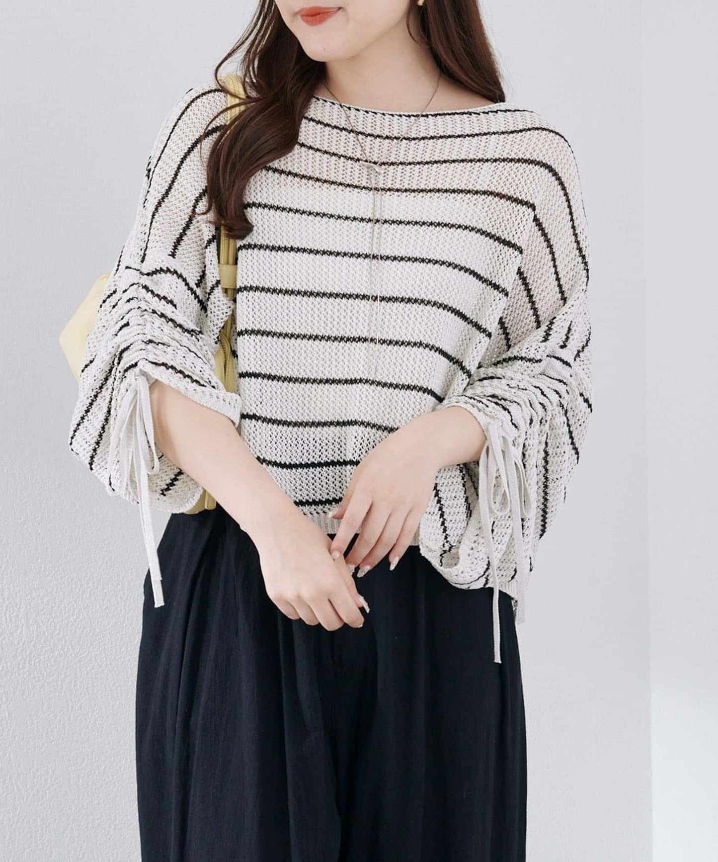 網眼抽繩設計套頭上衣