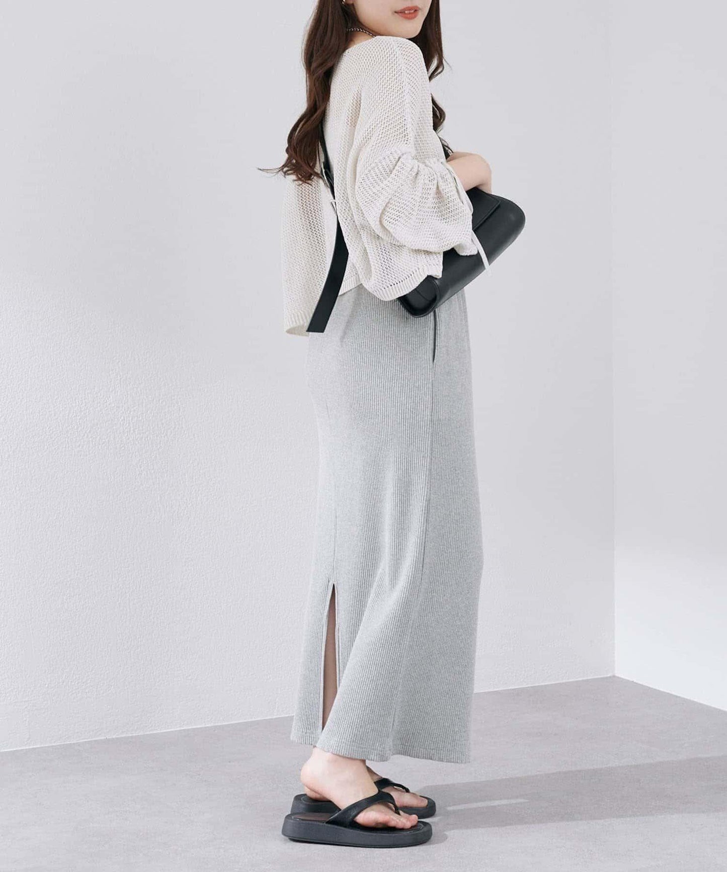 網眼抽繩設計套頭上衣