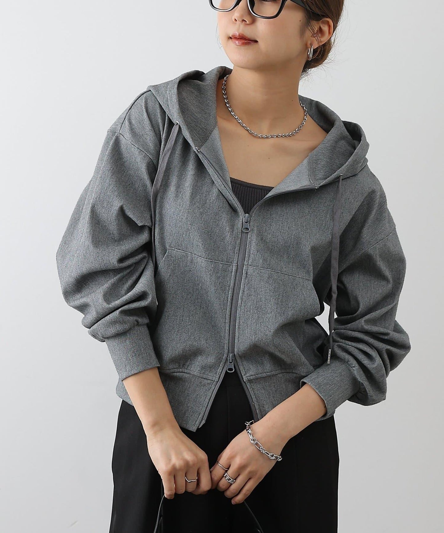 可成套搭配 四向彈力 雙拉鍊 連帽外套