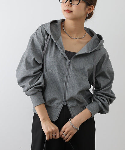 可成套搭配 四向彈力 雙拉鍊 連帽外套