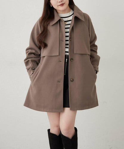 拼色設計中長款大衣