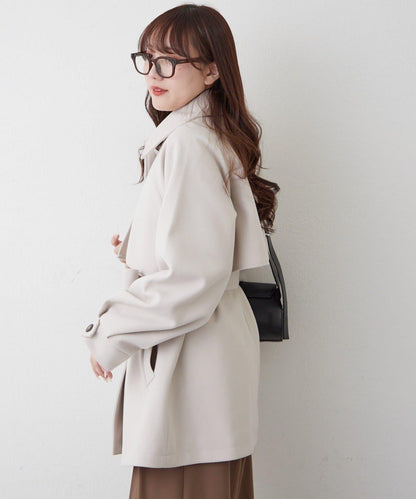 拼色設計中長款大衣