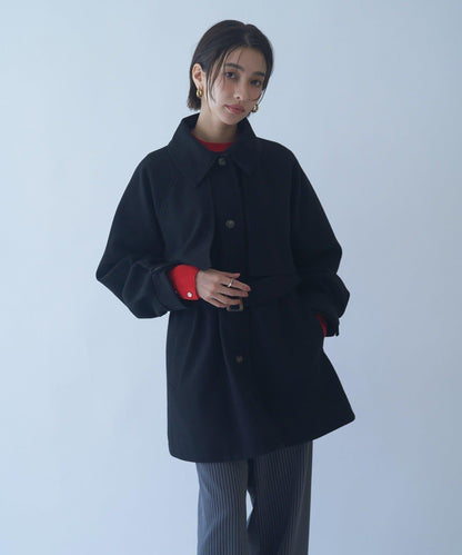 拼色設計中長款大衣