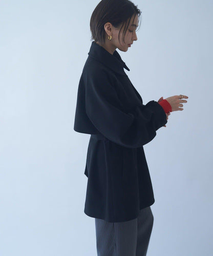 拼色設計中長款大衣