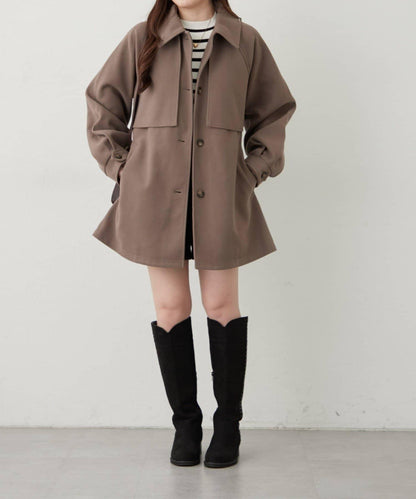 拼色設計中長款大衣