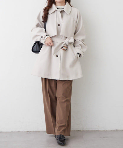 拼色設計中長款大衣