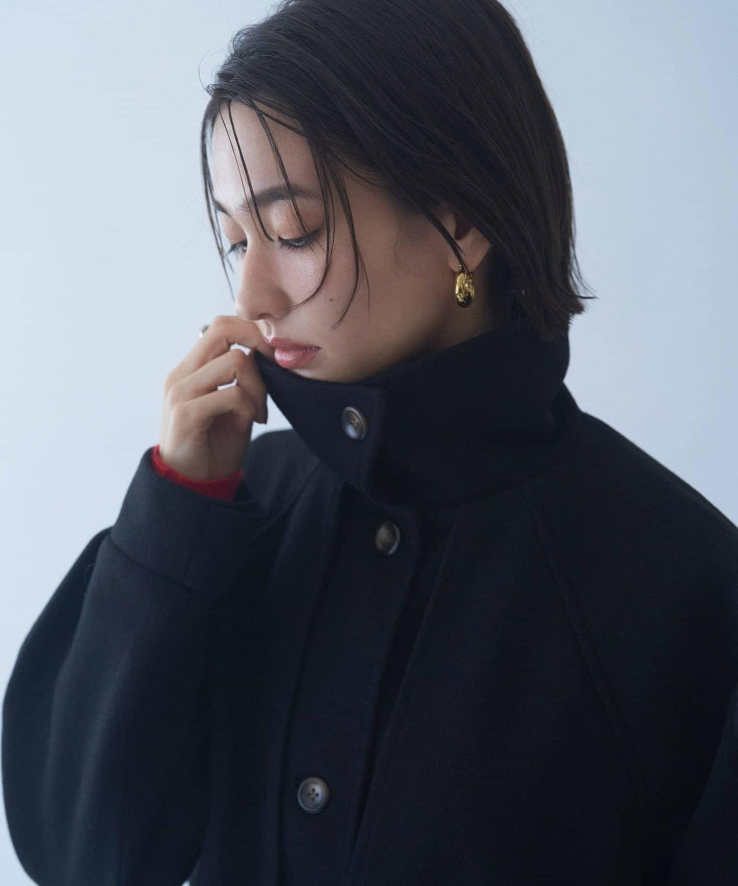 拼色設計中長款大衣