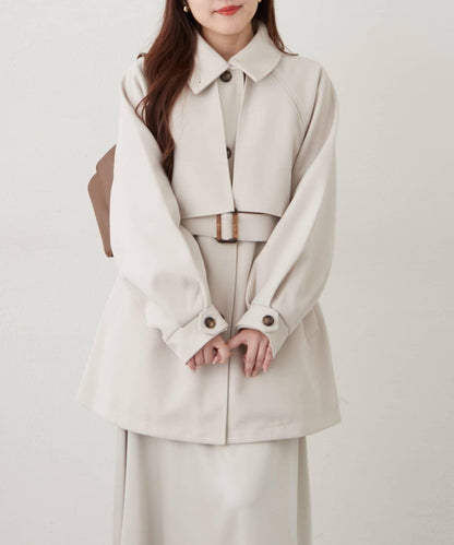 拼色設計中長款大衣