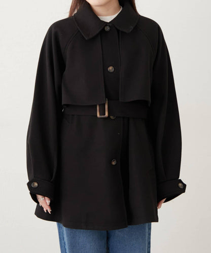 拼色設計中長款大衣