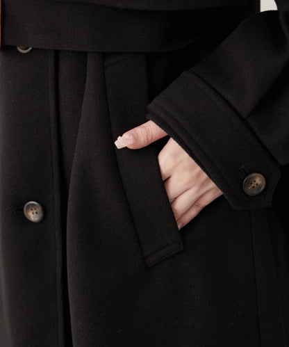 拼色設計中長款大衣