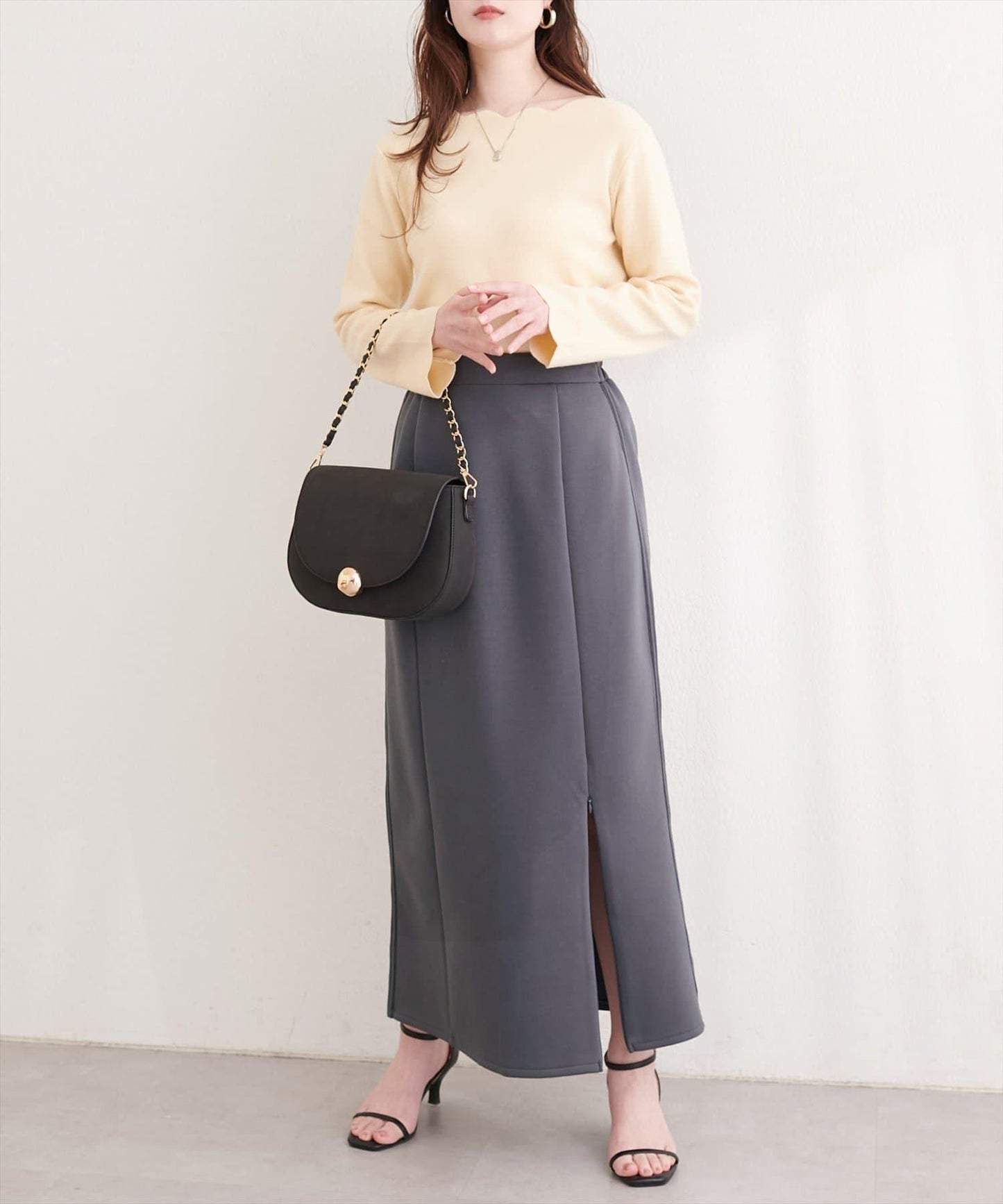 側邊條紋 窄身版 半身裙