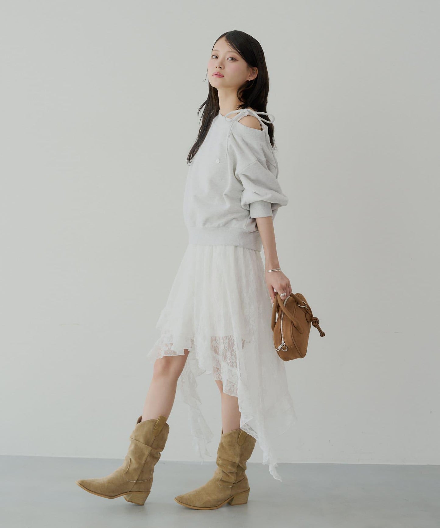 Chico 垂墜荷葉邊 長款半身裙