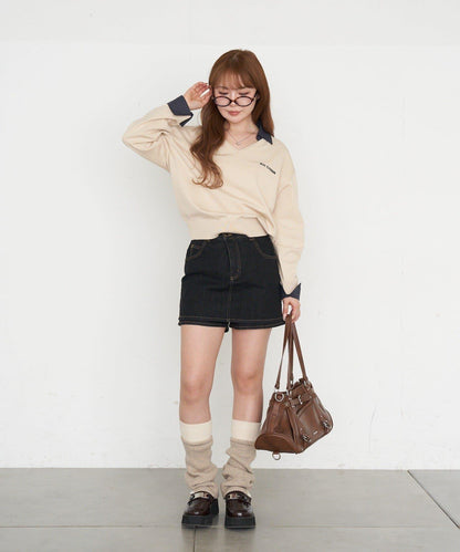 帶裝飾帶拉鍊口袋單肩包