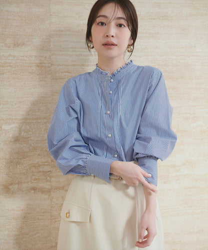 微高領荷葉邊襯衫