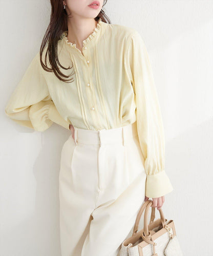 微高領荷葉邊襯衫