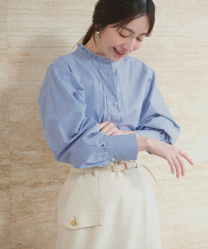 微高領荷葉邊襯衫