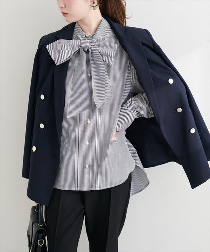 微高領荷葉邊襯衫