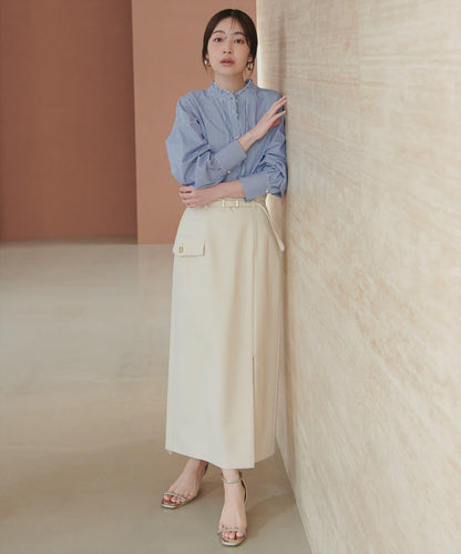 微高領荷葉邊襯衫