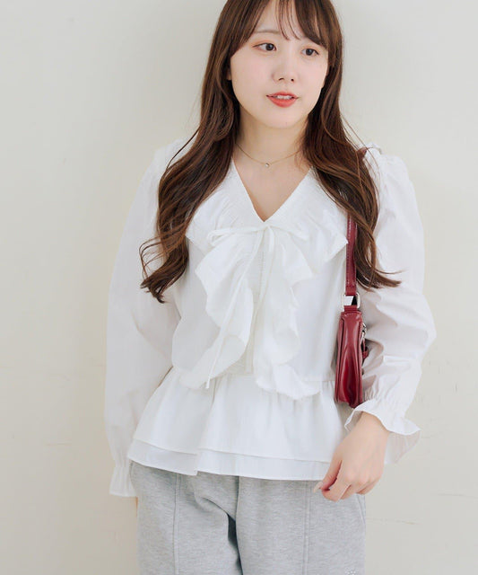 蕾絲荷葉邊襯衫