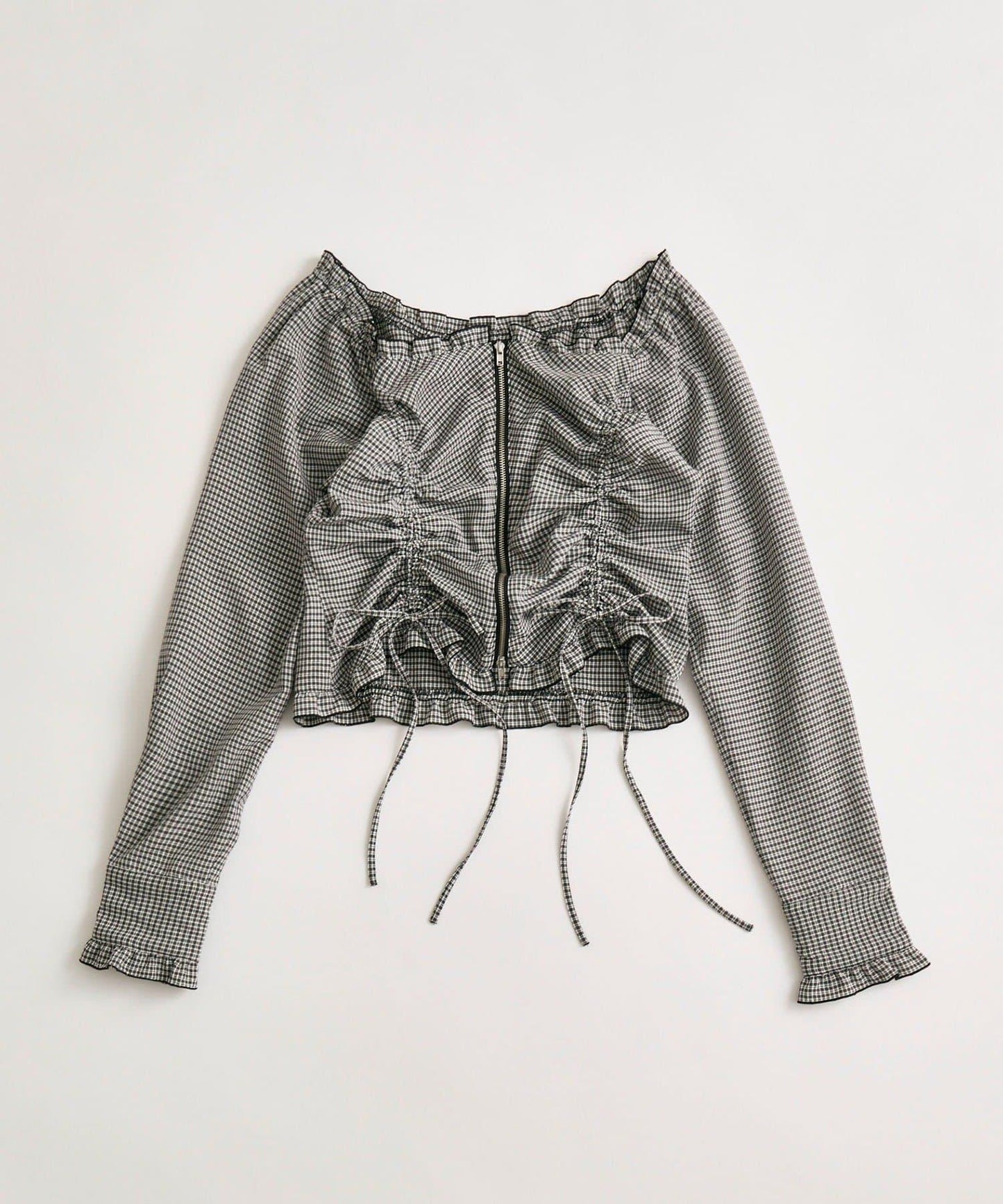 抽繩拉鍊設計襯衫