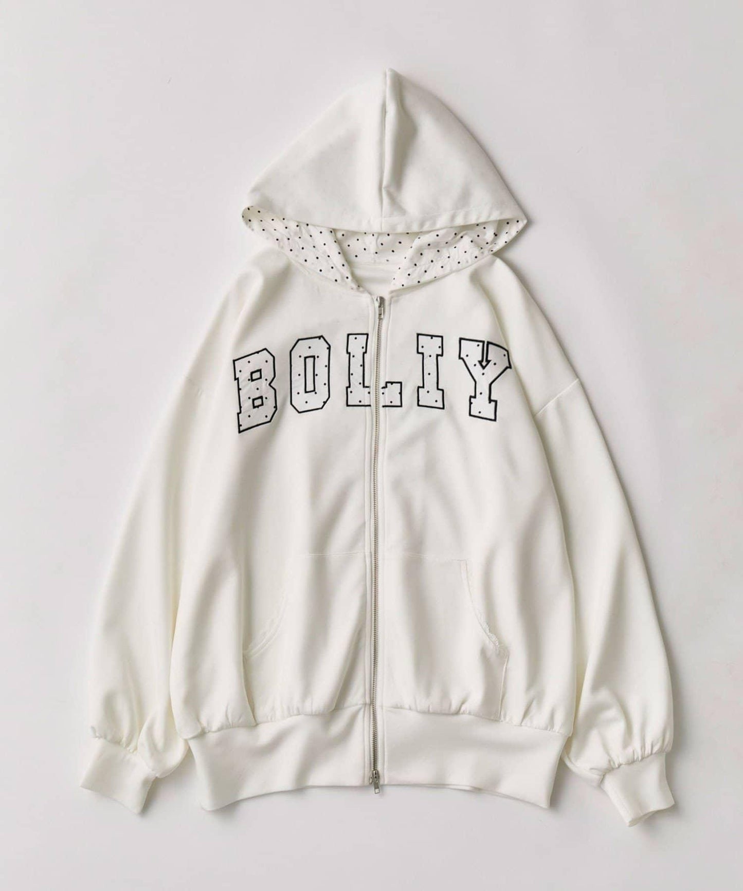 拼接徽標拉鍊連帽衛衣