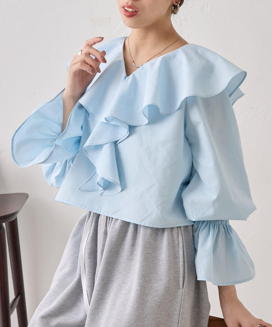 Chico 後開口蝴蝶結荷葉邊襯衫