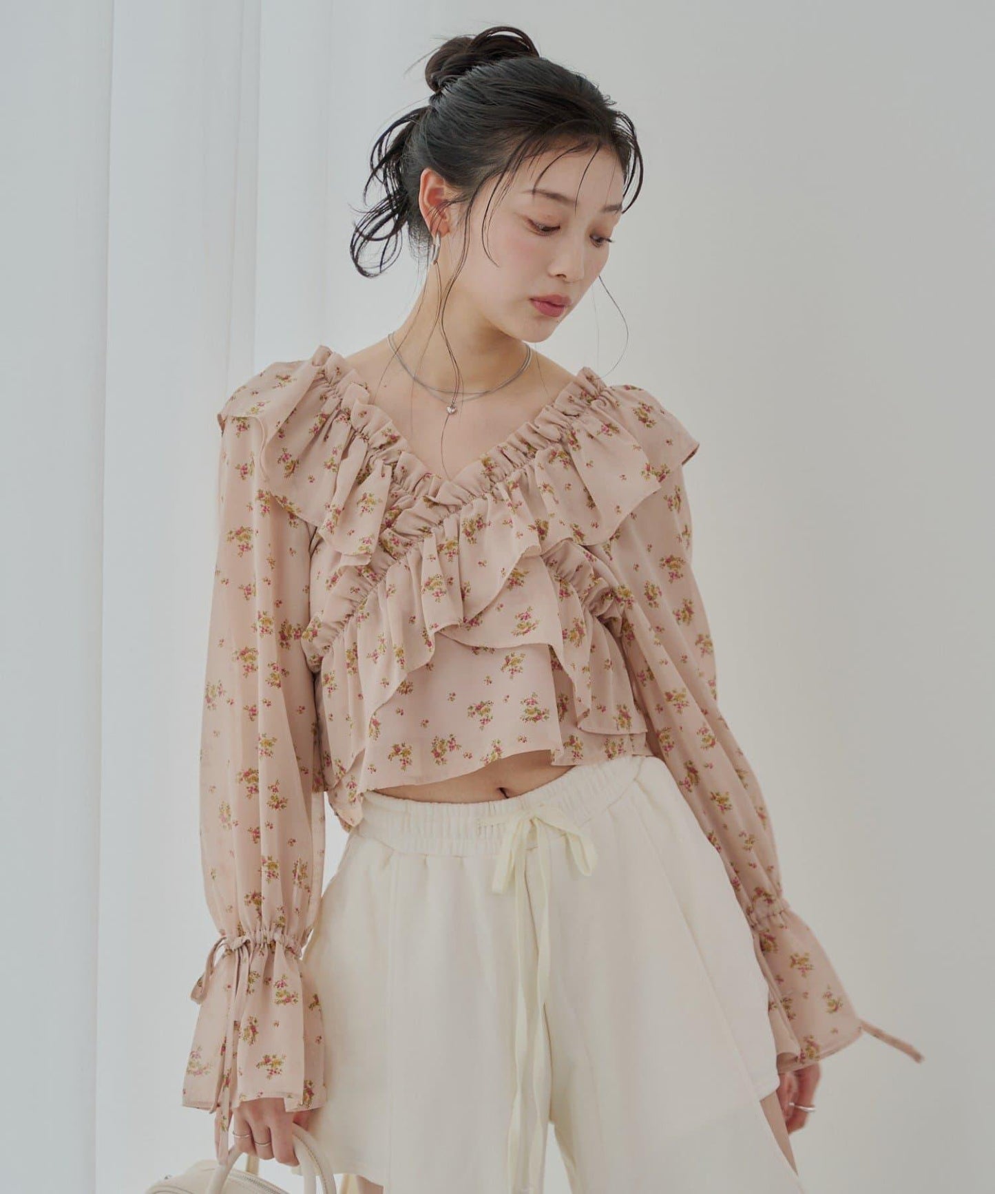 Chico 2way交叉荷葉邊設計女式襯衫