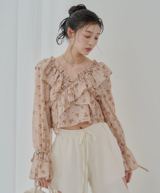 Chico 2way交叉荷葉邊設計女式襯衫