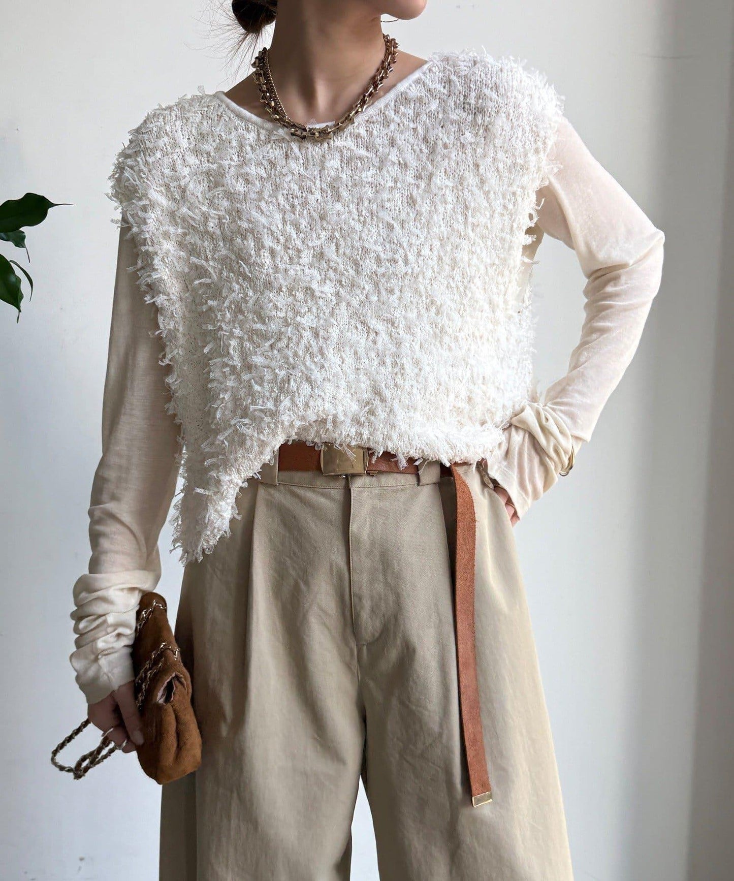 薄紗紗線針織背心（網絡限定）